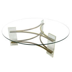 Brass and Lucite Coffee Table circa 1970s