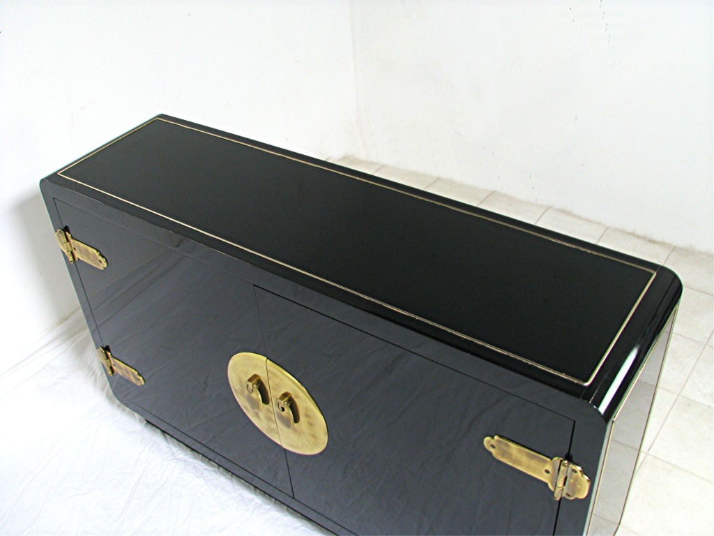 Hollywood Regency Style Lacquered Console Cabinet by Mastercraft