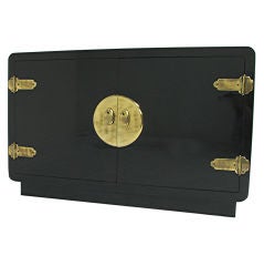 Hollywood Regency Style Lacquered Console Cabinet by Mastercraft