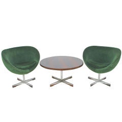 Vintage Space Age Lounge Chairs w/ Rosewood Table by Sven Ivar Dysthe