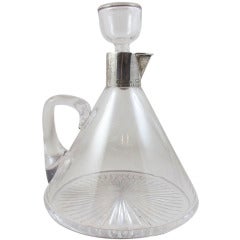 Sterling Silver and Glass Triangular Decanter