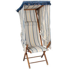 Antique French Beach Chair with Canopy