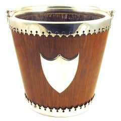 Turn of the Century Oak and Silver-Plated Ice Bucket