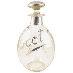 Vintage "Scotch" Glass and Sterling Silver Decanter, C. 1950