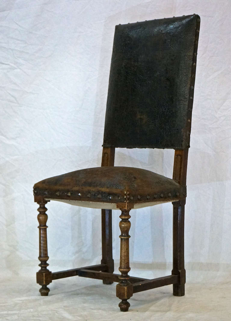 Spanish Colonial Pressed Leather Dining Chair at 1stdibs