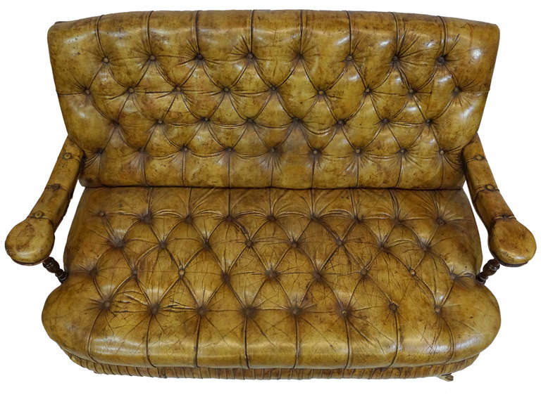 Early 19th Century Children's Tufted Leather Chair Set For Sale 5