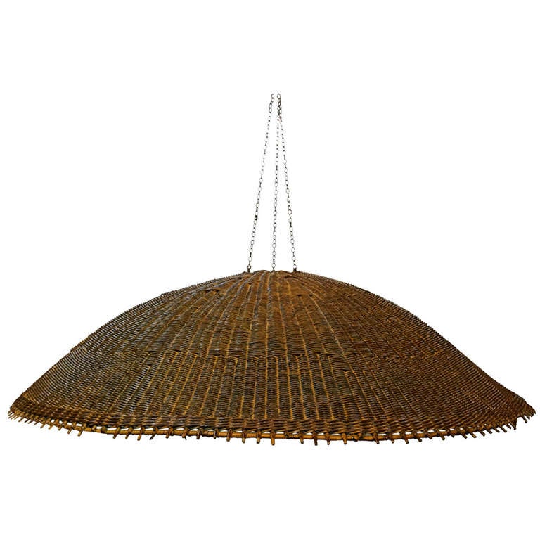 Oversized Woven Rattan Hanging Lamp Shade at 1stdibs