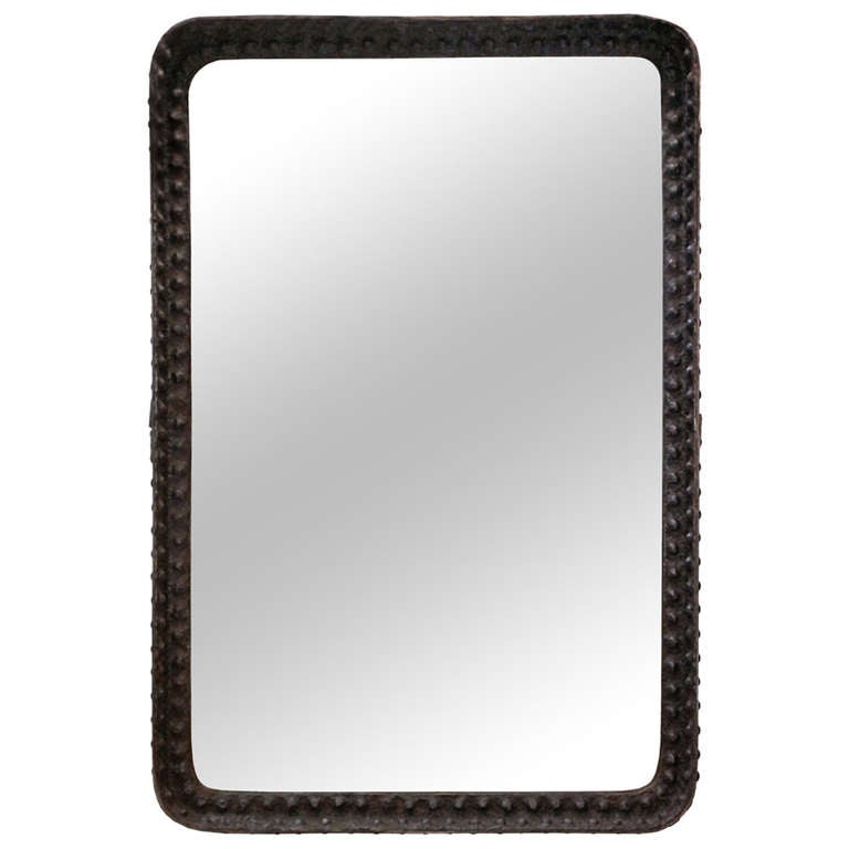 Wall Mirror with Bolted Iron Frame For Sale