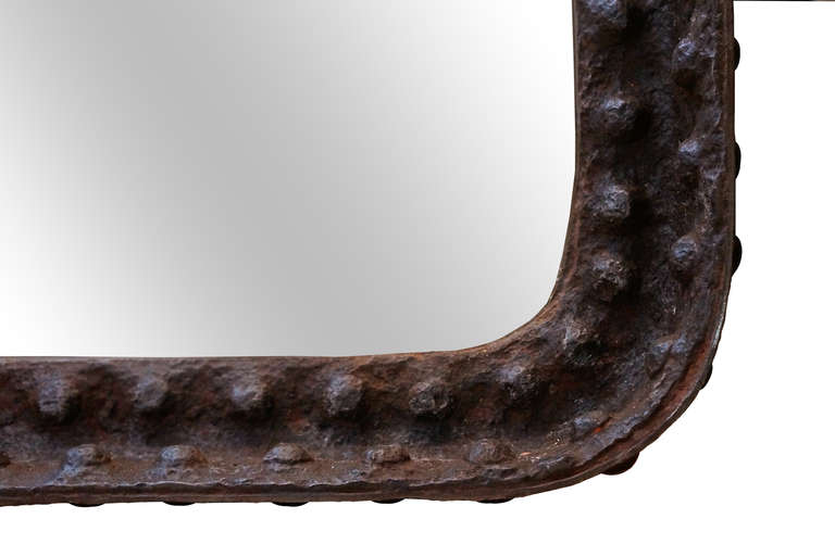 Industrial Wall Mirror with Bolted Iron Frame For Sale