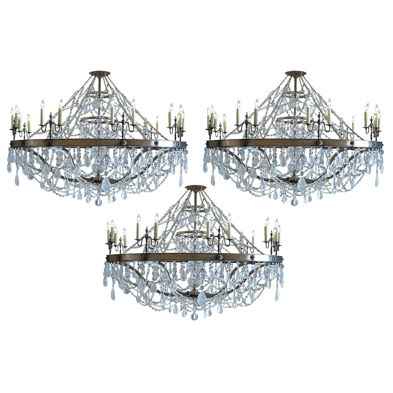 Trio of Ralph Lauren Women's Collection Fall 2015 Fashion Show Chandeliers