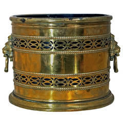 Antique 19th Century Brass Coal Scuttle with Insert