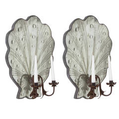 Scallop Edge Mirrored Candle Sconces 1