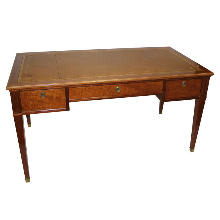 Figured Mahogany and Leather Top Writing Desk For Sale