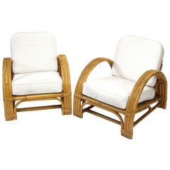 1950's Bamboo Upholstered Chair Set