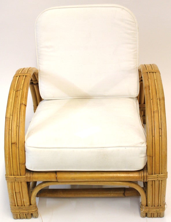 1950's Bamboo Upholstered Chair Set 4