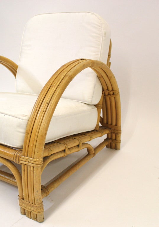 1950's Bamboo Upholstered Chair Set 5