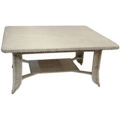 White Lacquer Rattan Dining Table