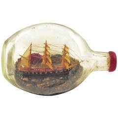 Vintage Early 20th Century Ship in a Bottle