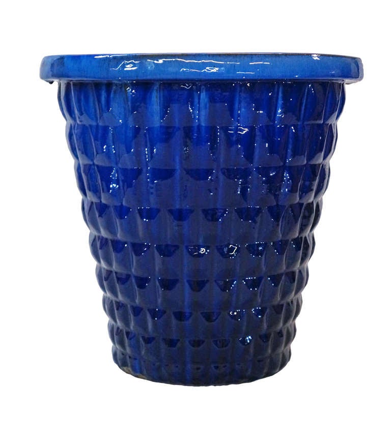 Large Glazed, Blue Planter In Excellent Condition For Sale In New York, NY