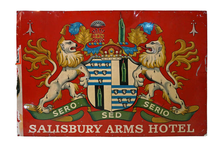 Vintage Salisbury Arms Hotel Metal Signage