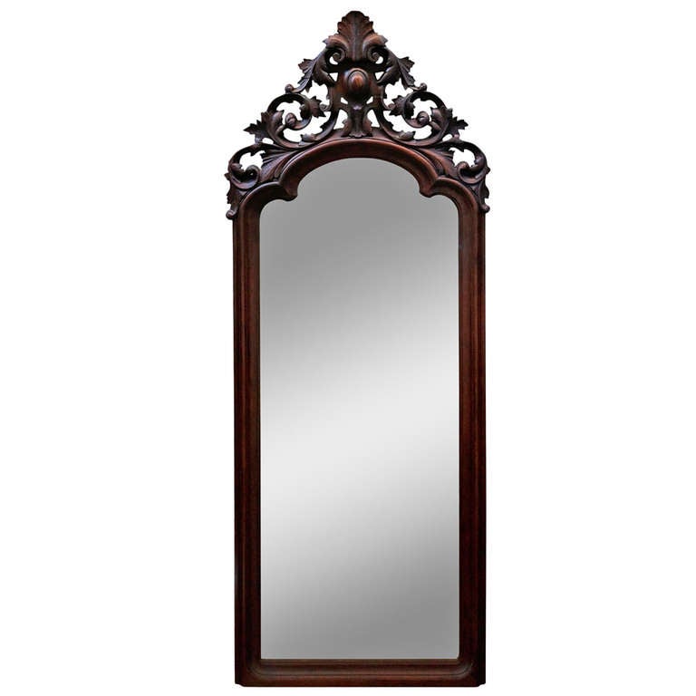 HandCarved Victorian FullLength Patina Mirror at 1stdibs