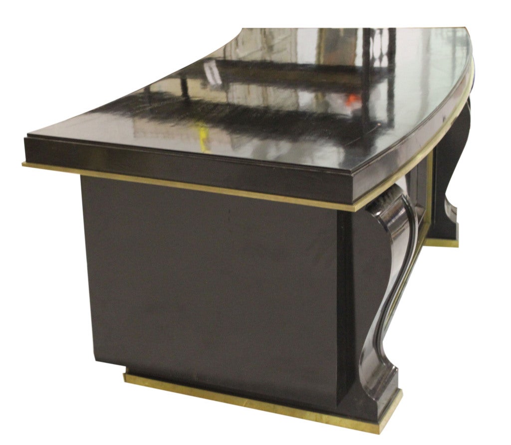 French Black Lacquer Art Deco Writing Desk