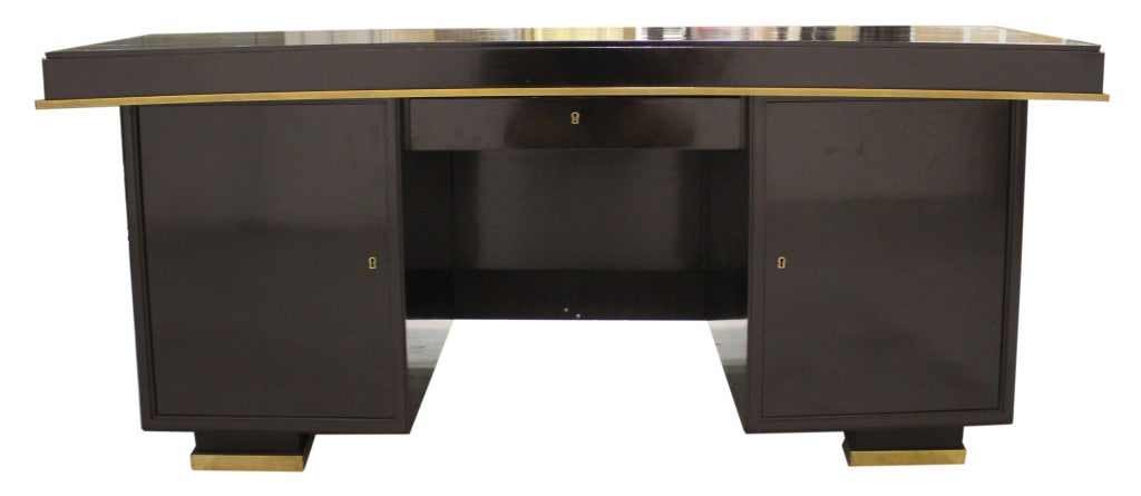 Black Lacquer Art Deco Writing Desk In Good Condition In New York, NY