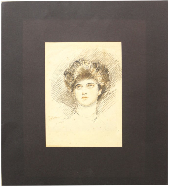 Portrait of the artist's daughter, Ellen Helleu, signed lower left: Helleu. Post-Impressionism French artist, Paul César Helleu (1857-1927), is best known for his numerous portraits of women of the Belle Époque.

Not available for sale or to ship