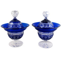 Blue Cut-glass Compote Jars