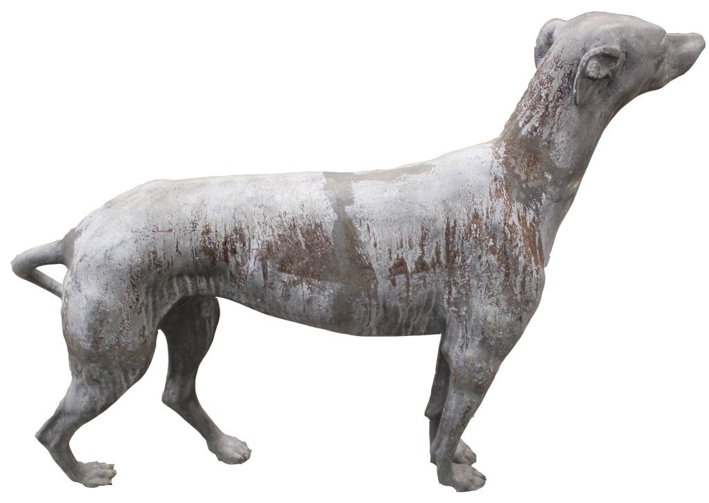 Cast Whippet Dog Statue In Good Condition In New York, NY