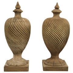 Pair of Large Hand Carnved Finials