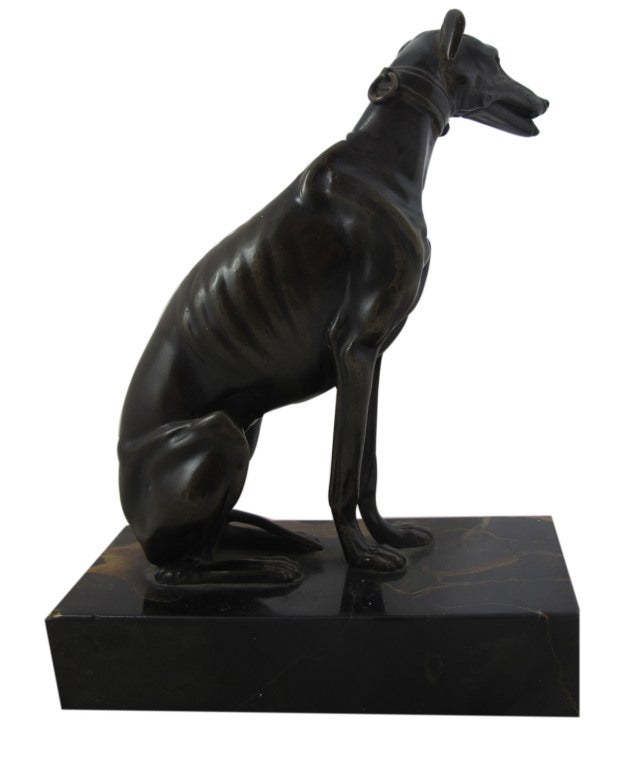 Bronze Dog Card Holder with Marble Base In Excellent Condition In New York, NY