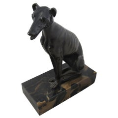 Bronze Dog Card Holder with Marble Base
