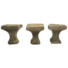 Vintage Set of Three Outdoor Concrete Pedestals