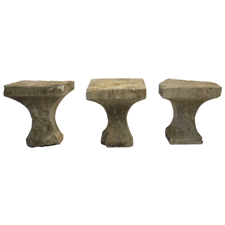 Set of Three Outdoor Concrete Pedestals