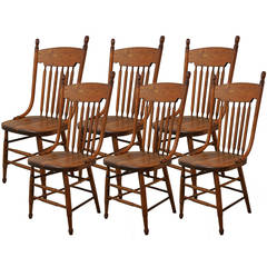 Antique Set of Six Shaker-Style Spindle Back Chairs
