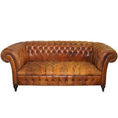 19th Century Chesterfield Tufted Leather Sofa