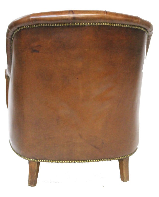 Mid-20th Century Leather Tufted Club Chair