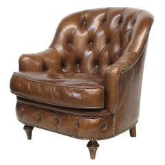 Leather Tufted Club Chair