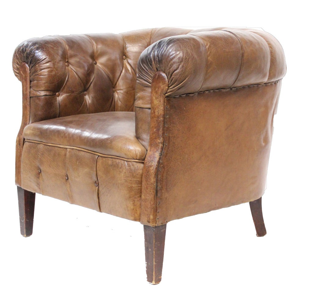 Leather Tufted Tub Chair at 1stdibs