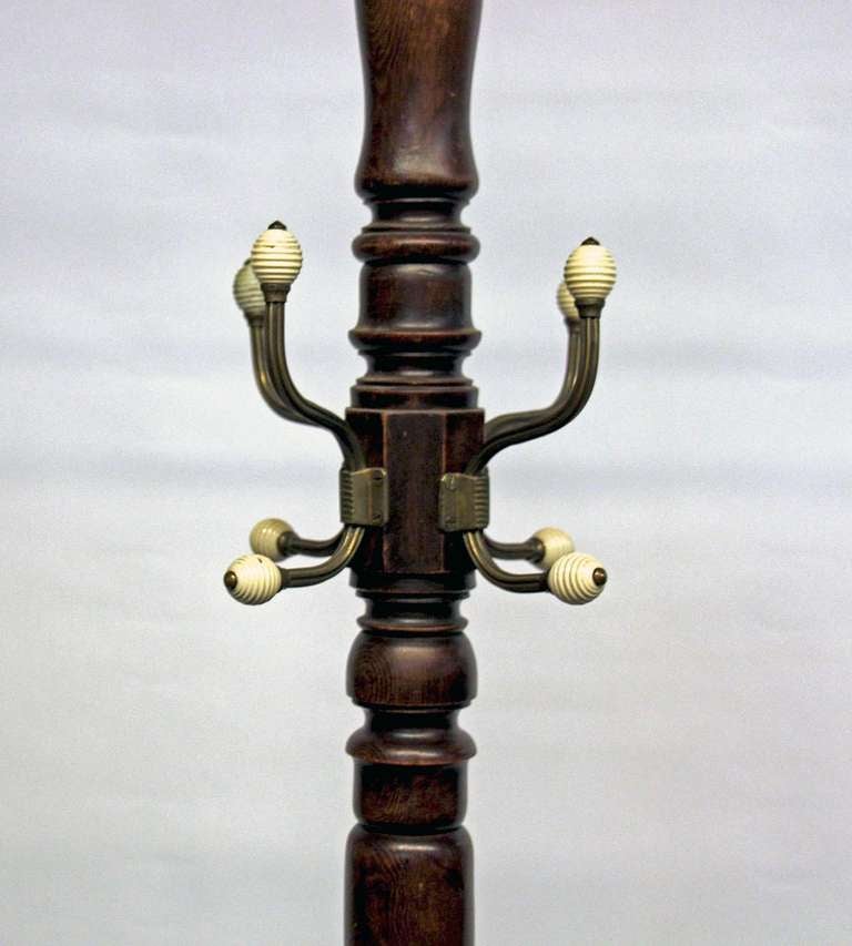 British Edwardian Coat and Hat Rack with Umbrella Stand