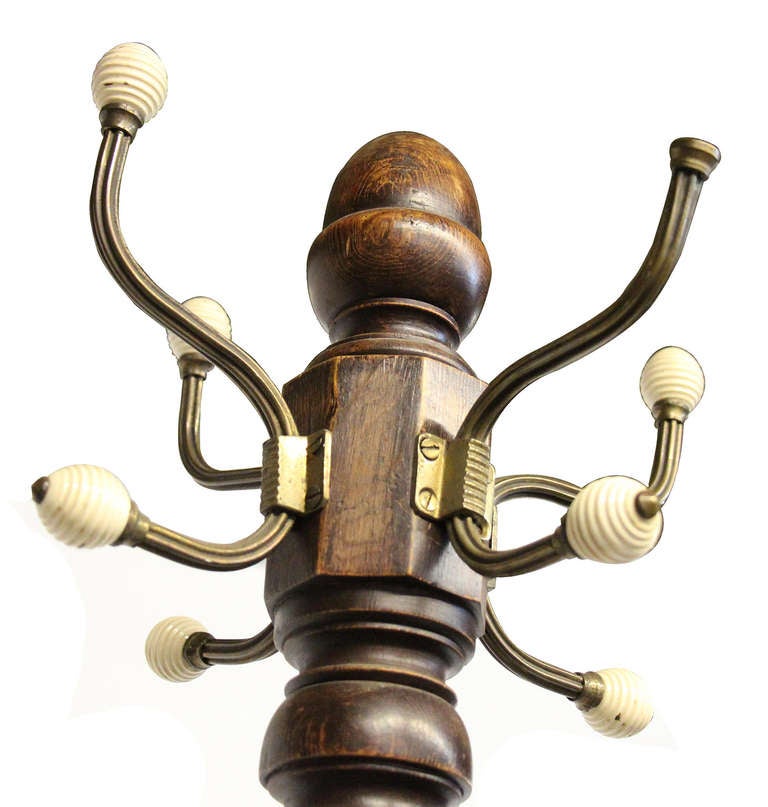 19th Century Edwardian Coat and Hat Rack with Umbrella Stand
