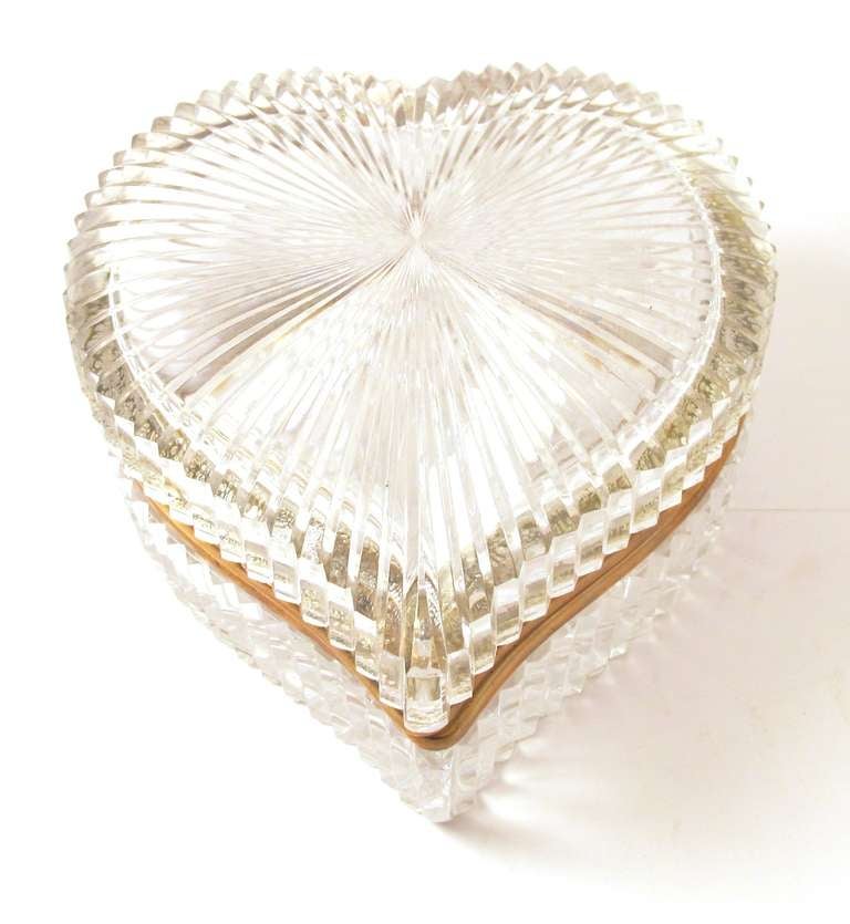 Gilt metal and cut glass heart-shaped box, French, circa 1940's

*For decorative purposes only.
*Not available for sale or to ship in the state of California.