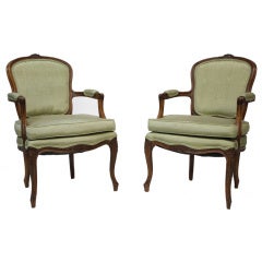 Pair of 19th Century Louis XV Style Arm Chairs Pair of 19th Century Louis XV Style Arm Chairs
