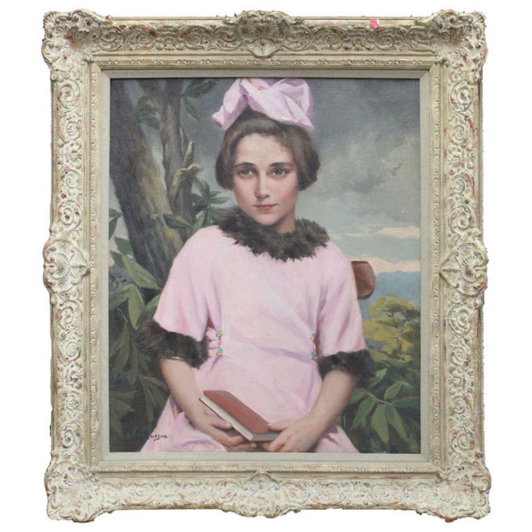 Portrait of a Young Girl Signed Fernand Le Quesne For Sale