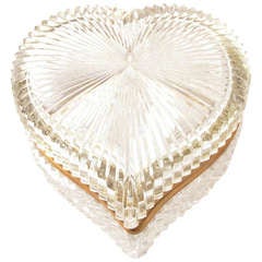 Art Deco Gilt Metal and Cut Glass Heart Box