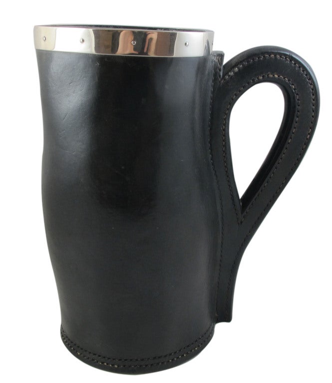 Extra Large Leather and Sterling Silver Tankard