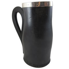 Extra Large Leather and Sterling Silver Tankard