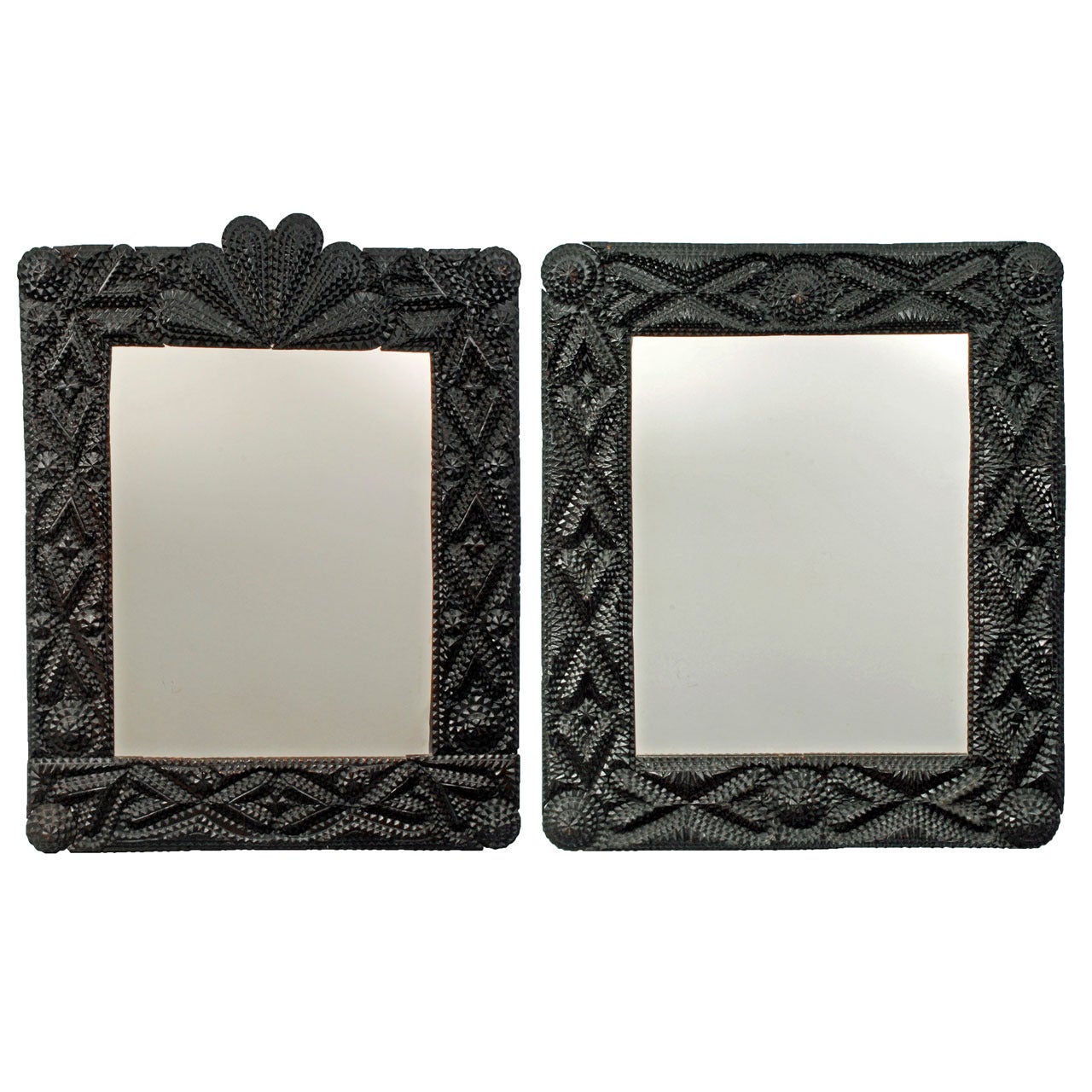 Companion Pair of Tramp Art Mirrors