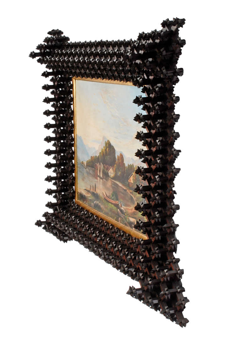 American Monumental Crown of Thorns Frame with Oil Painting For Sale